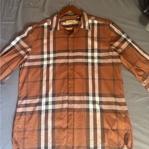 Burberry Men's Shirt in Rich Brown Plaid